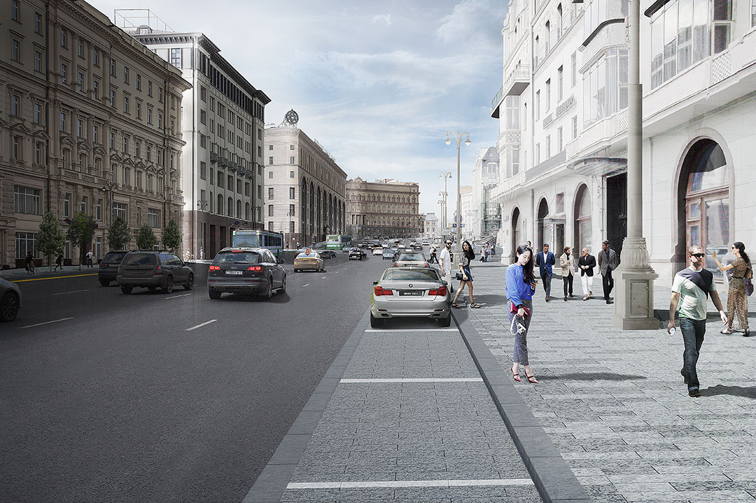 Какими станут московские улицы: меньше парковок, больше зелени и шире тротуары