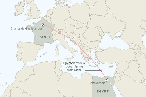 Самолет Egyptair, летевший из Парижа в Каир, пропал с радаров