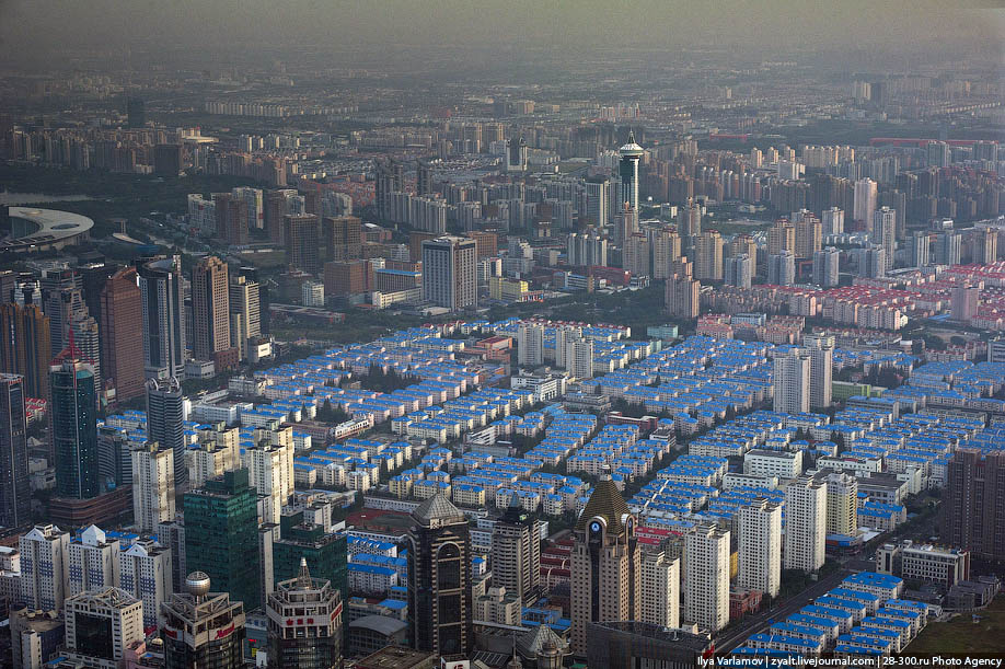 Виды со смотровой площадки шанхайского всемирного финансового центра
