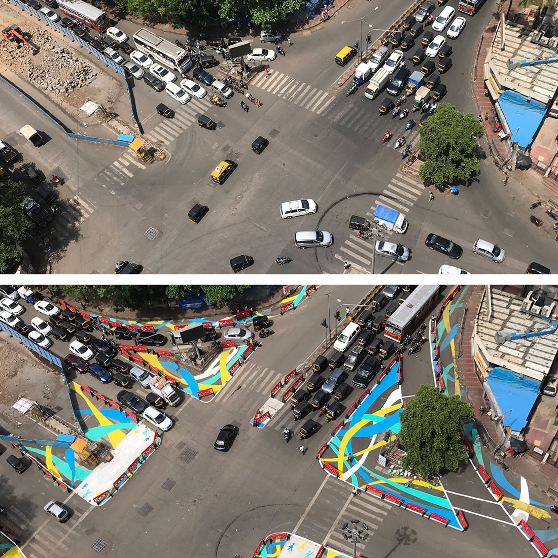 Как с помощью ведра краски сделать город лучше PCNACTOGDCI, краски, перекресток, тротуары, сделать, помощью, Бразилия, пространство, также, Здесь, Индия, Перекресток, пешеходам, результате, город, преобразовали, автомобилей, парковки, всего, безопасности