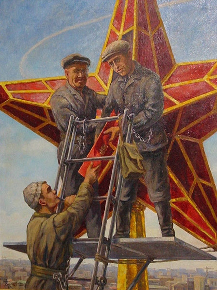 Как устанавливали звезды на башнях Кремля